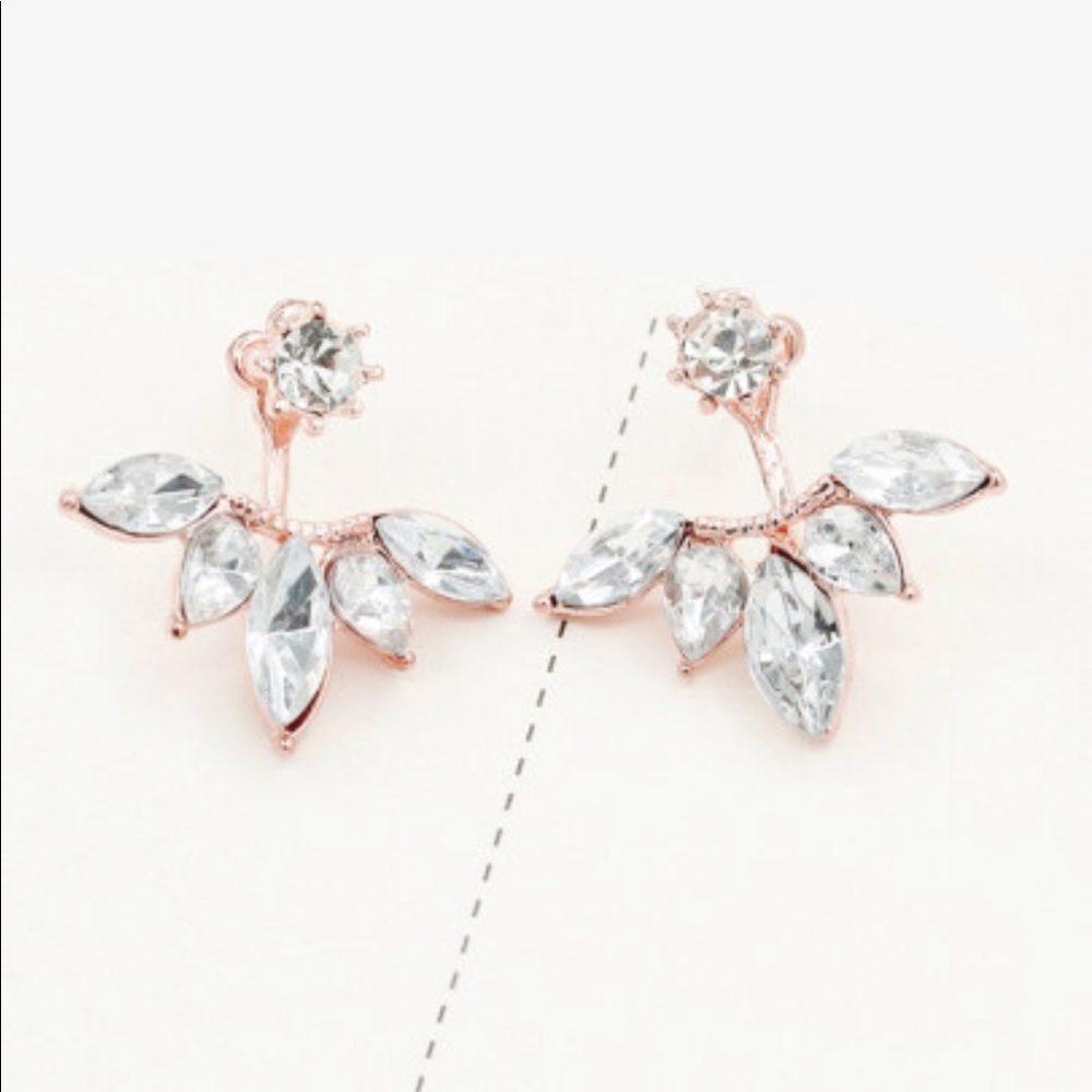 Crystal and rose gold earring jacket.